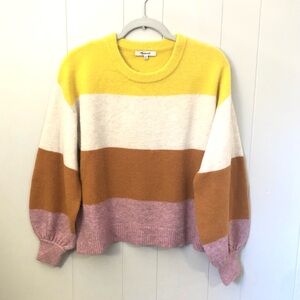 Madewell Yellow, Cream, Brown, and Purple Striped Sweater